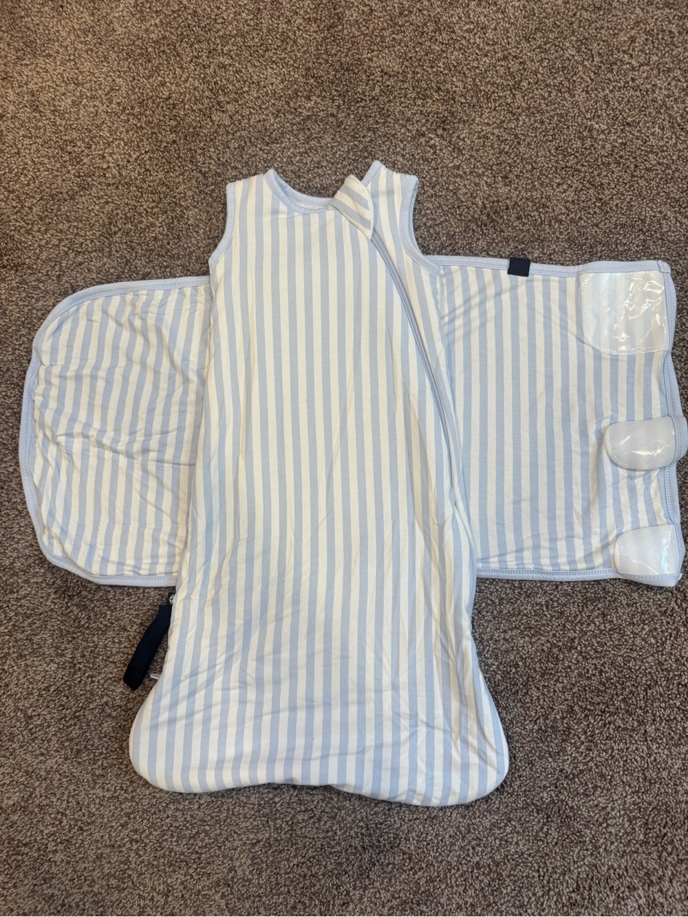 Kyte Baby Blue and White Striped Sleep Bag Swaddler